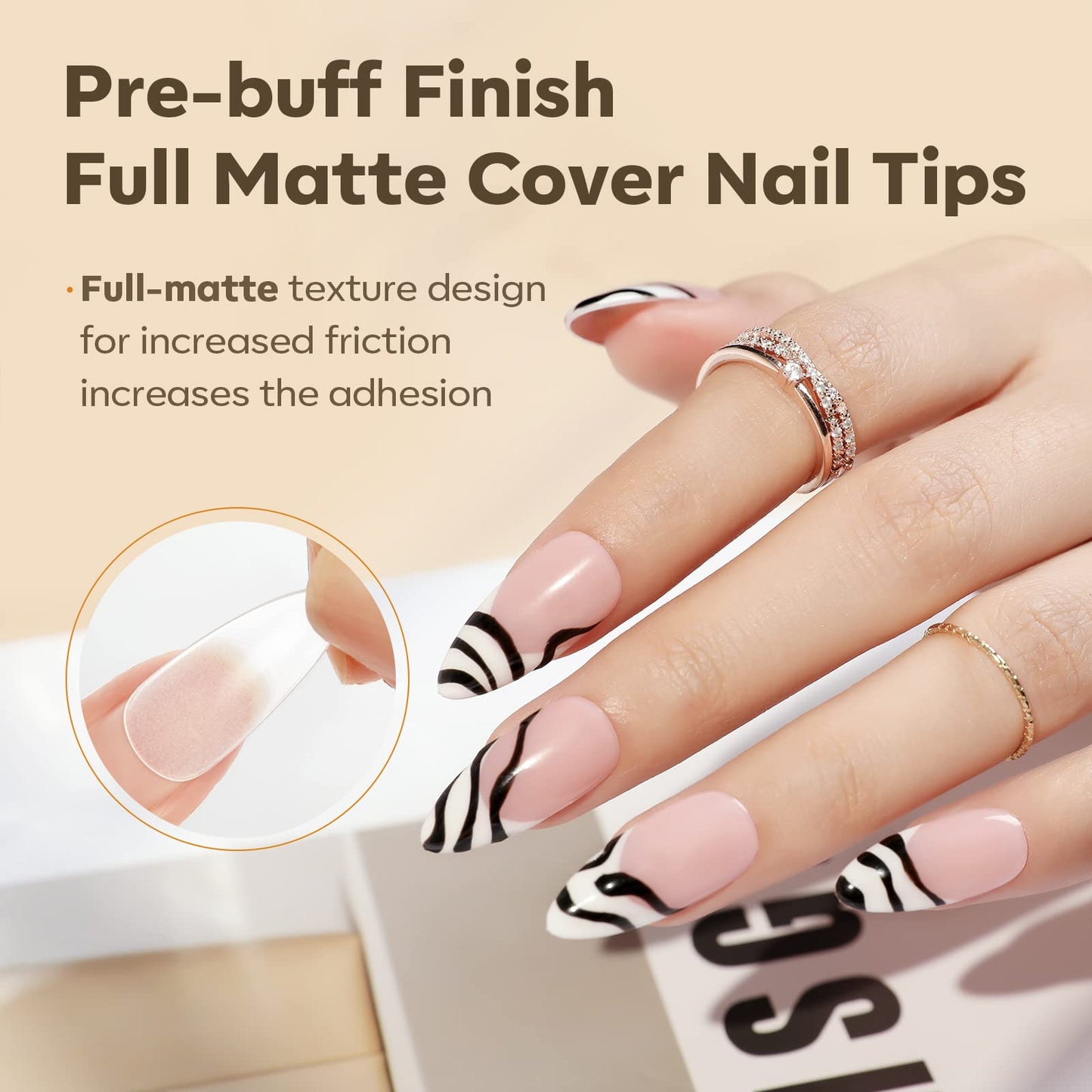 Modelones Medium Almond Nail Tips, 510Pcs Fake Nails Gel Tips Pre-shaped Full Matte Cover False Acrylic Extensions No Filed Stronger Press on Manicure 15 Sizes