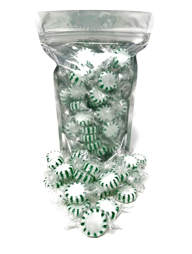 Holiday Spearmint Starlights Hard Candy Mints - 1 lbs - Spearmint Flavored Old School Disks Classic Hard Candies - American Vintage Candy Snack - Individually Wrapped, 16 oz.