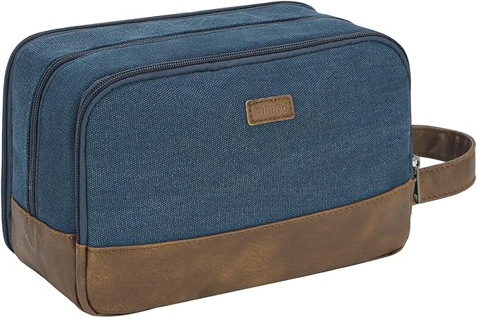 WANDF Travel Toiletry Bag for Men Large Toiletries Shaving Bag Water Resistant Hanging Dopp Kit Travel Accessories Bag for Women Men (Blue)