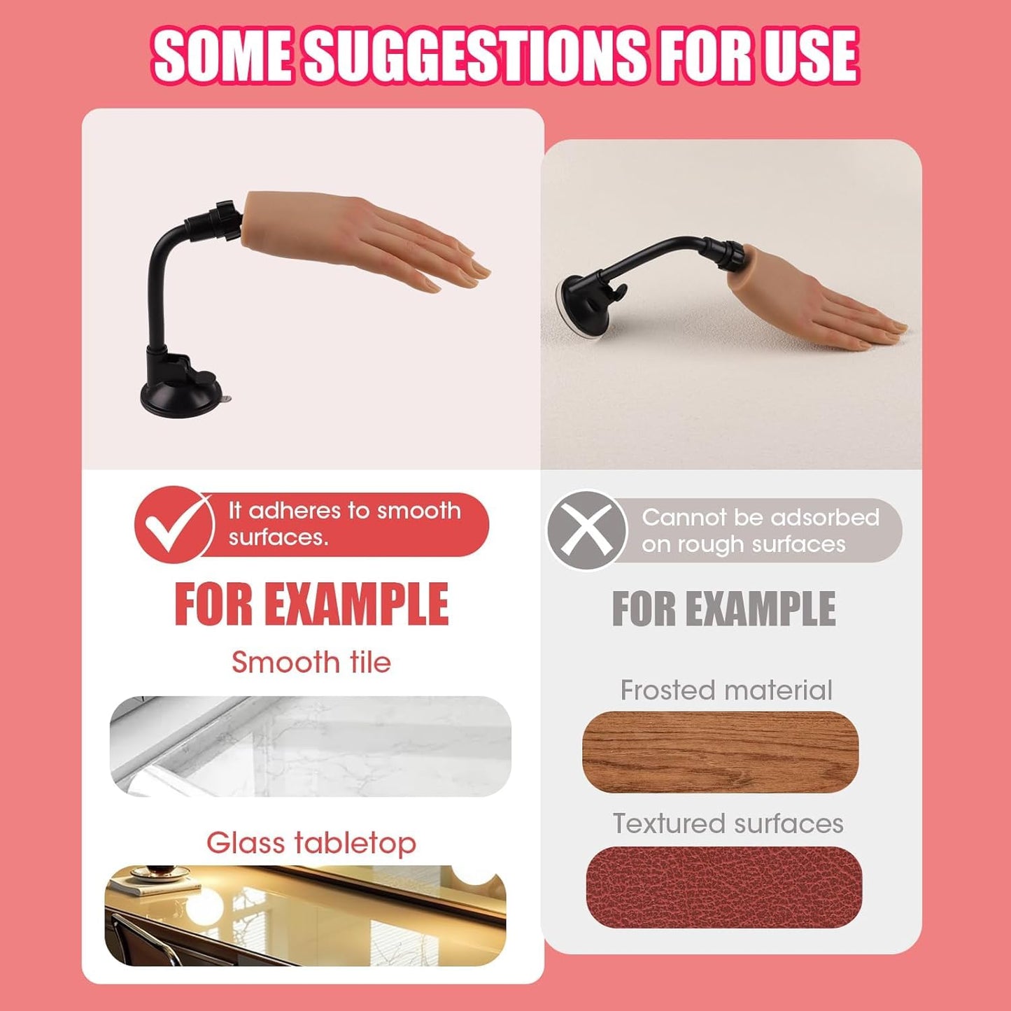 Practice Hand for Acrylic Nails with Stand Bracket, Silicone Fake Hands to Practice Fake Nails Mannequin Hand for Nails Practice and Nail Art Single Right Hand Color 5#