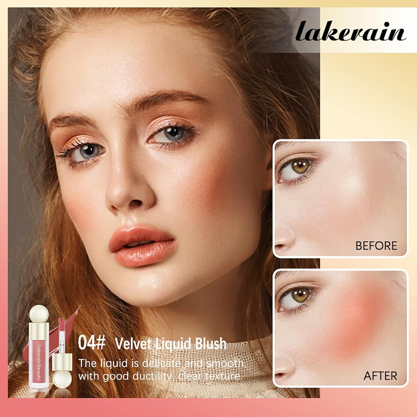 Liquid Blush, Soft Cream Liquid Blush for Cheeks, Light Weight,Long Lasting, Smudge Proof, Natural-Looking, Dewy Finish, For Natural-looking Flush & Everyday Wear (04#)