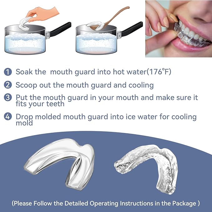 Mouth Guard for Teeth Grinding, Pack of 8 Moldable Mouth Guards for Clenching Teeth, Comfortable Night Guard for Adult Men Sport Athletic, Whitening Tray