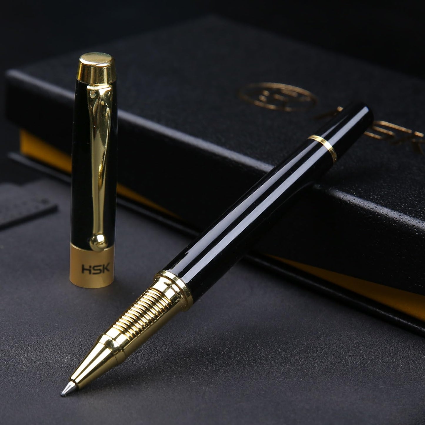 HSK Ballpoint Pens Luxury gift Pen Black Refill Line width 0.5mm,Best Ball Pen Gift Set for Men & Women Professional Executive,Office,Nice Pens Classy Gift Box (Black)