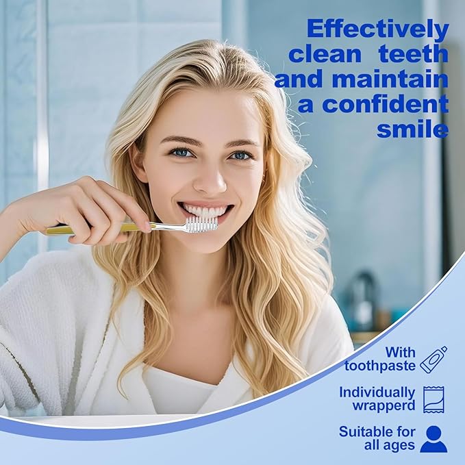 30 Pack Disposable Toothbrushes with Toothpaste (5 Colors)