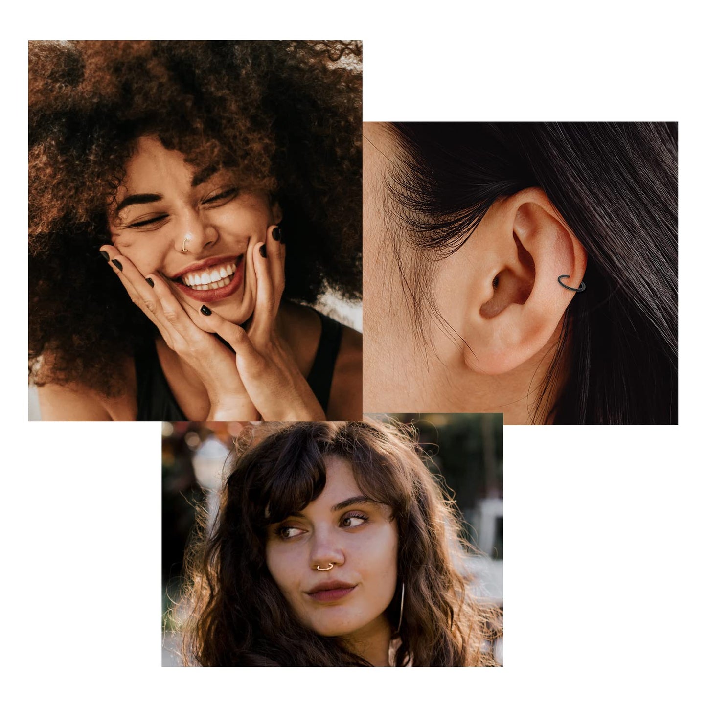 Hoop Earrings Nose Rings 16 Gauge Nose Ring Septum Ring Nose Hoop 16g Cartilage Earring Rainbow Septum Clicker Lip Rings Helix Earring 12mm Rook Earrings Nose Piercing Septum Jewelry Surgical Steel