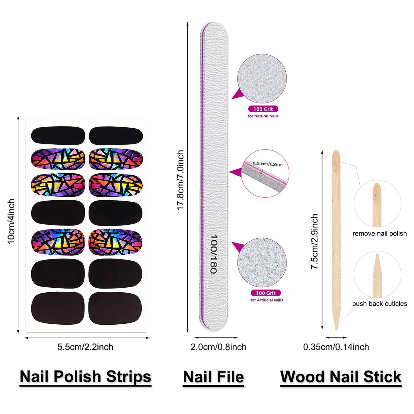 420 Pieces 30 Sheets Nail Polish Strips with Nail File Nail Stickers Full Nail Wraps Self Adhesive Nail Art Stickers Nail Strips for Women Girl Nail Art Accessories