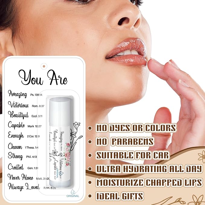 5 Pack Christian Religious Gifts Bulk Bible Verse Lip Balms 5 Flavor for Women Men Christian Religious Church Party Favors with Scripture Inspirational Gifts for Coworkers Staff (Classic)