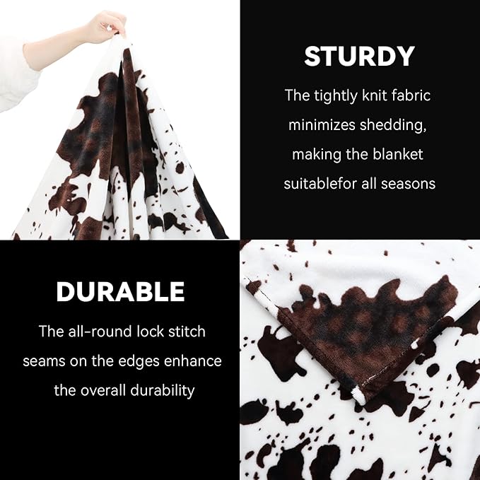 Cow Blanket for Kids 40x50 Inches - Ultra-Soft Fleece Bedding for Boys Girls, Lightweight Nursery Stroller Blanket, Cute Animal Print Throw for Car Seat Couch