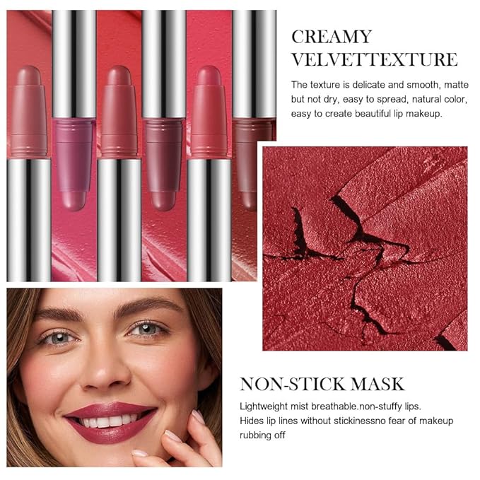 Rose pink Matte Lipstick Crayon - High Pigment Creamy Formula, Waterproof Long Lasting, Smooth Glide Application, Non-Sticklipstick, Ultra Thin Lightweight, Velvet Matte Lip Feel for Women 05#