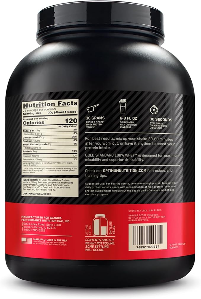 Optimum Nutrition Gold Standard 100% Whey Protein Powder, Strawberry Banana, 5 Pound (Packaging May Vary)