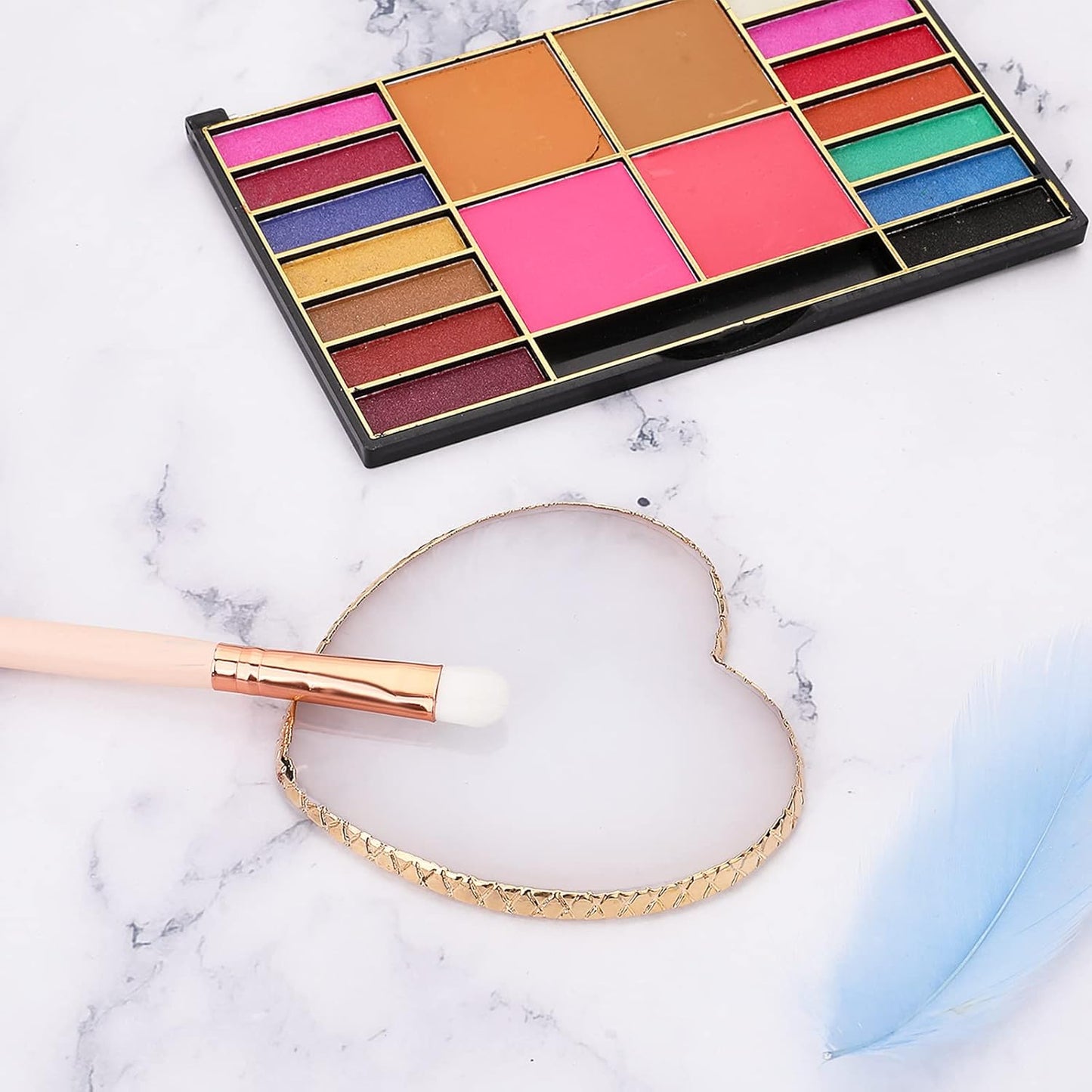 Resin Nail Art Palette Gold Edge Nail Holder Heart Shaped Color Makeup Foundation Mixing Tools Display Board Gel Nail Art Color Mixing Palette Painting Tray Manicure Tool