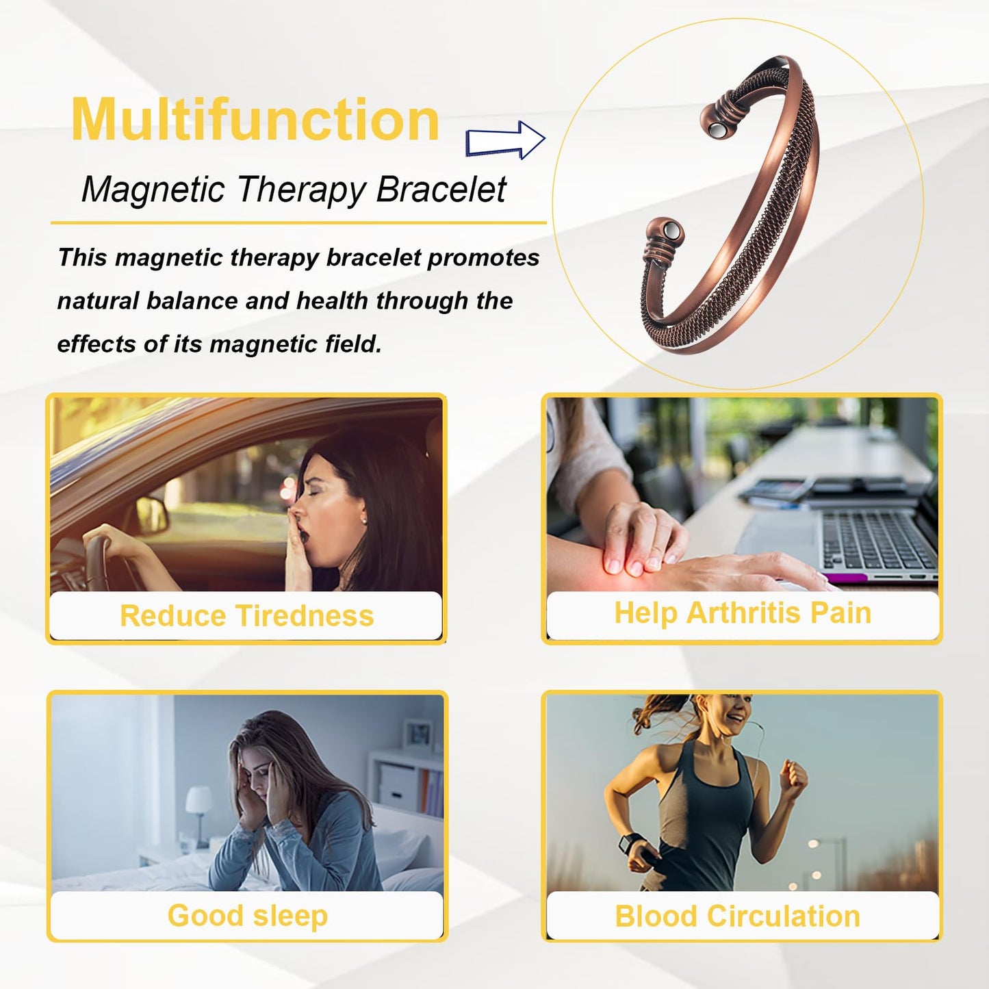EnerMagiX Copper Bracelet for Women, 99.9% Retro Pure Copper Fashion Magnetic Bracelets, Fashion Jewelry Present (2023)