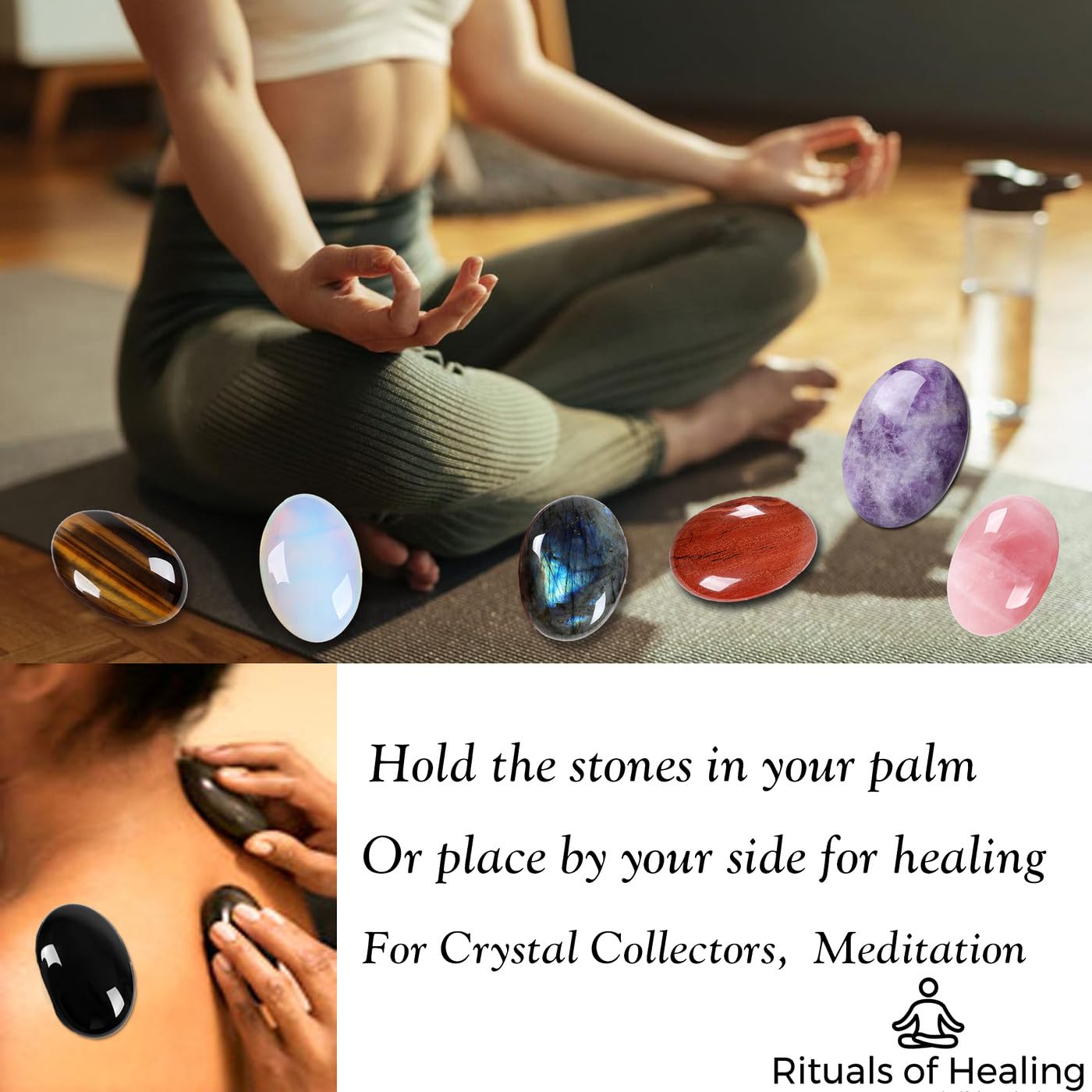 MAIBAOTA 2.4" Large Clear Quartz Crystal Stone Polished Palm Stone Healing Crystals 0.7" Thick Natural Reiki Gemstone Worry Stone Energy Balancing Anxiety Stress Relief Meditation 1 Pc