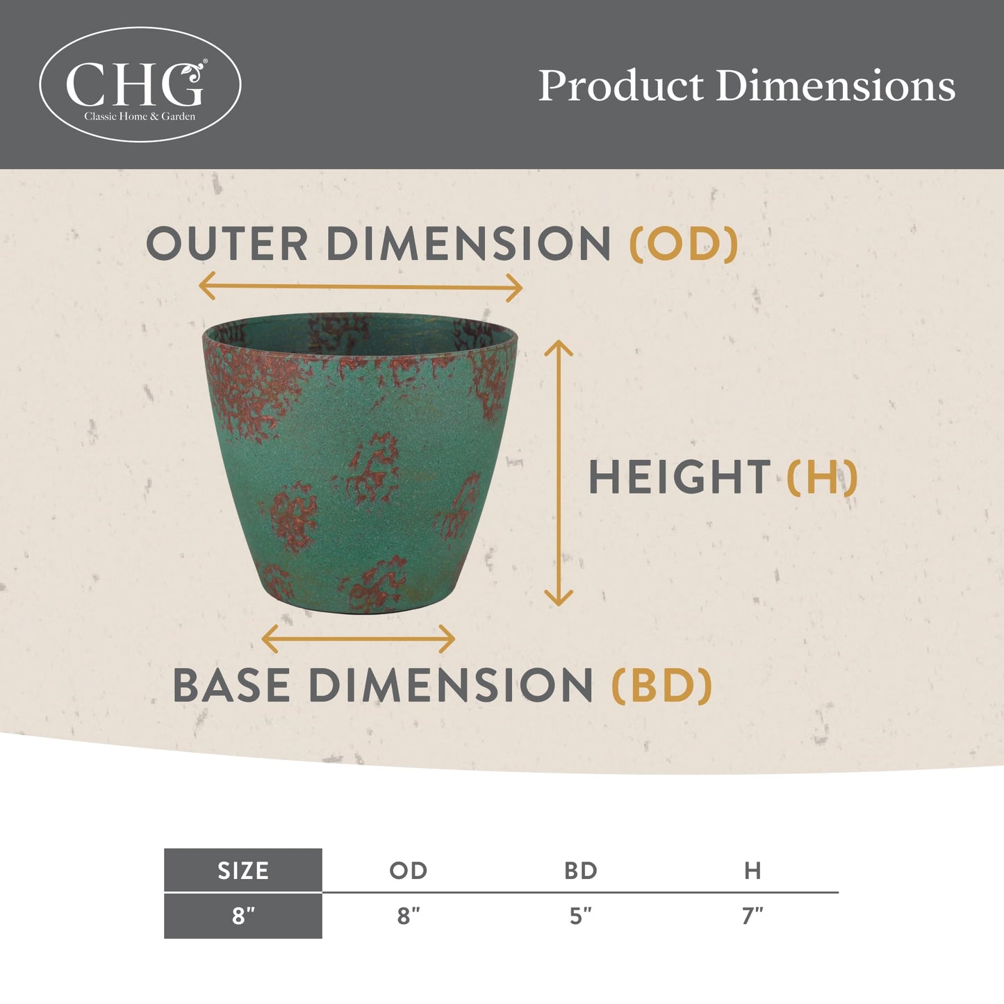 Classic Home and Garden Vogue Planter Pots w/Pottery Quality Finish - Modern Indoor & Outdoor Flower Pots - UV-Resistant Porch Planters - Decorative Pot for Flowers & Herbs (8” Burnished Rust)