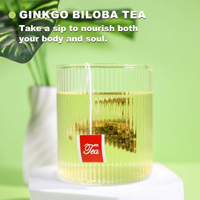 TEARELAE - Ginkgo Biloba Tea Bags, 50 Count - 100% Pure Ginkgo Biloba Leaves - Non-GMO - Naturally Caffeine-free Herbal Tea - Support Vision Health & Enhance Immunity