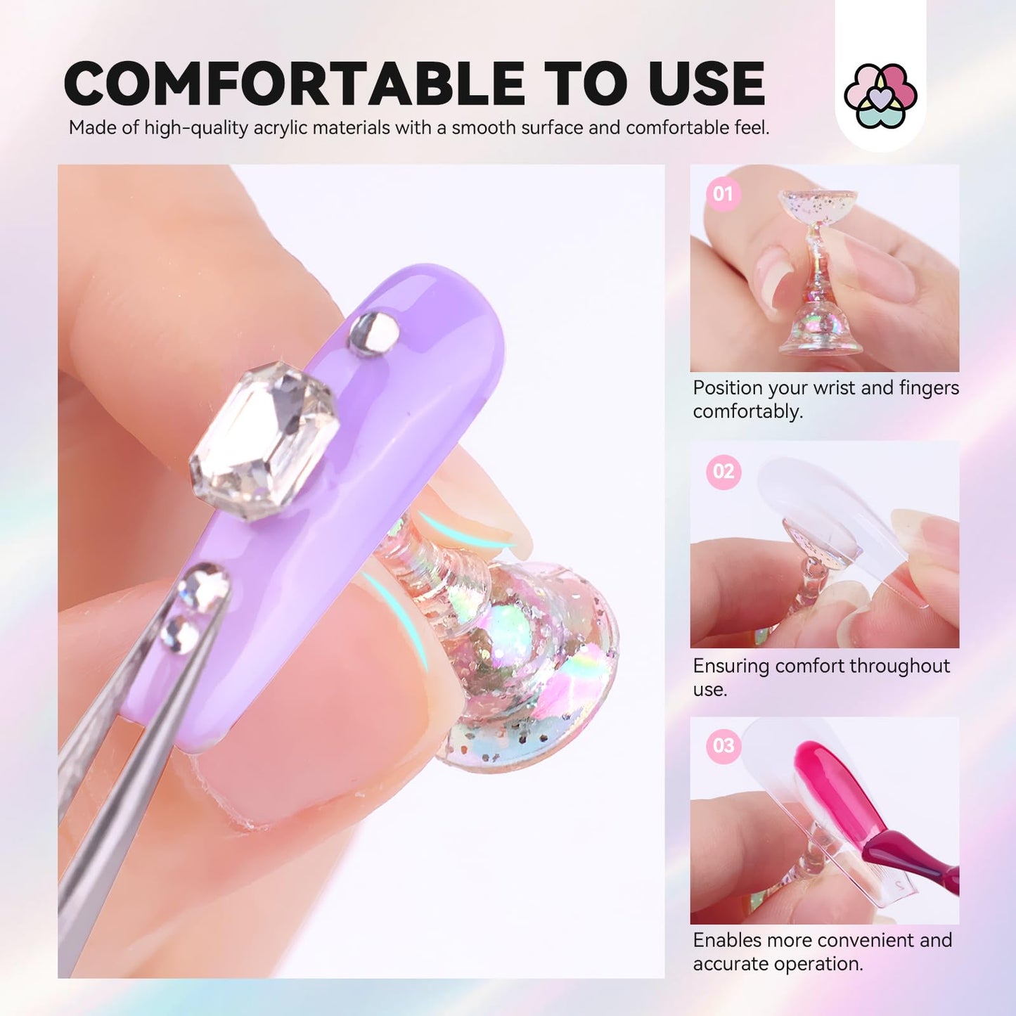 SAVILAND 3 Sets Nail Stand: Strong Magnetic Nail Holder for Painting Nails with Reusable Putty SAVILAND Nail Stand for Press On Nails Display Strong Magnet Fake Nail Holder