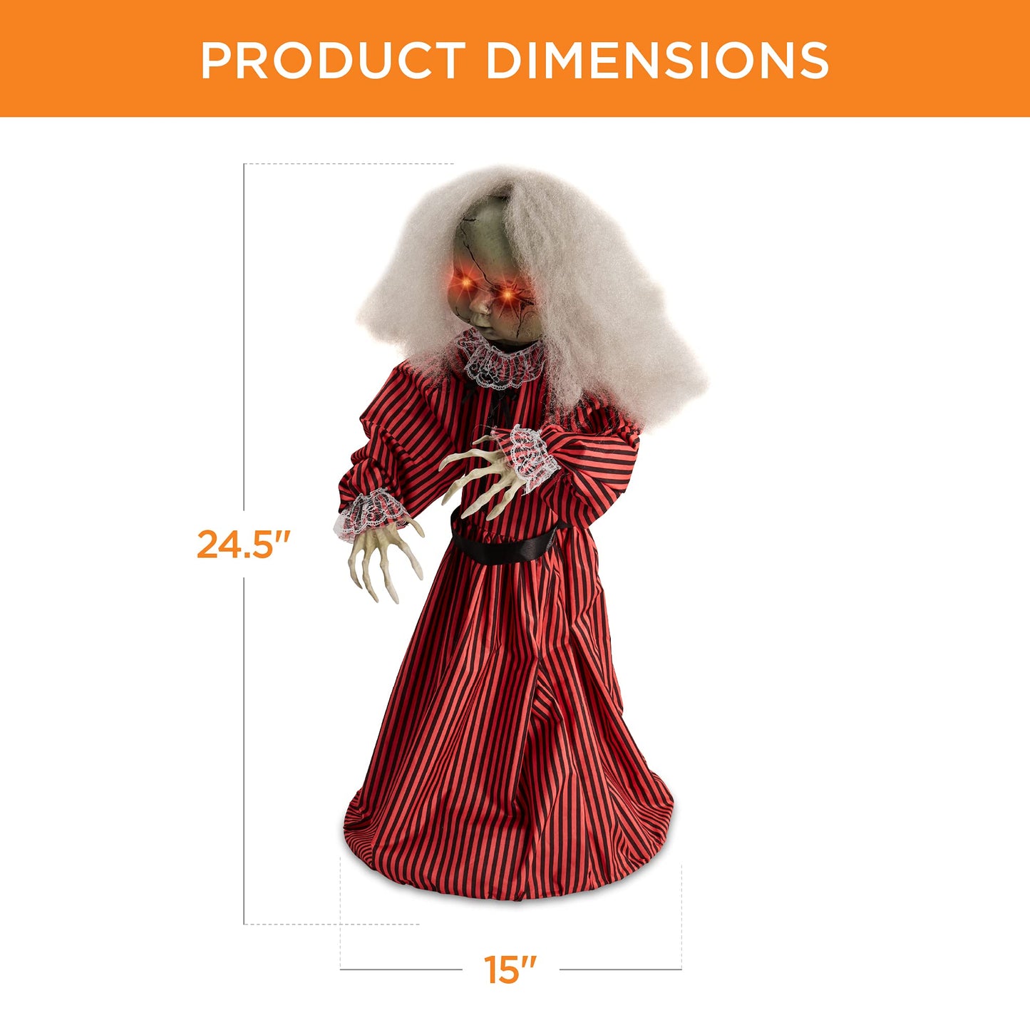 Best Choice Products Animatronic Roaming Creepy Doll Halloween Decoration, Haunted Holly Sound Activated Holiday Prop w/Light-Up LED Eyes, Pre-Recorded Phrases