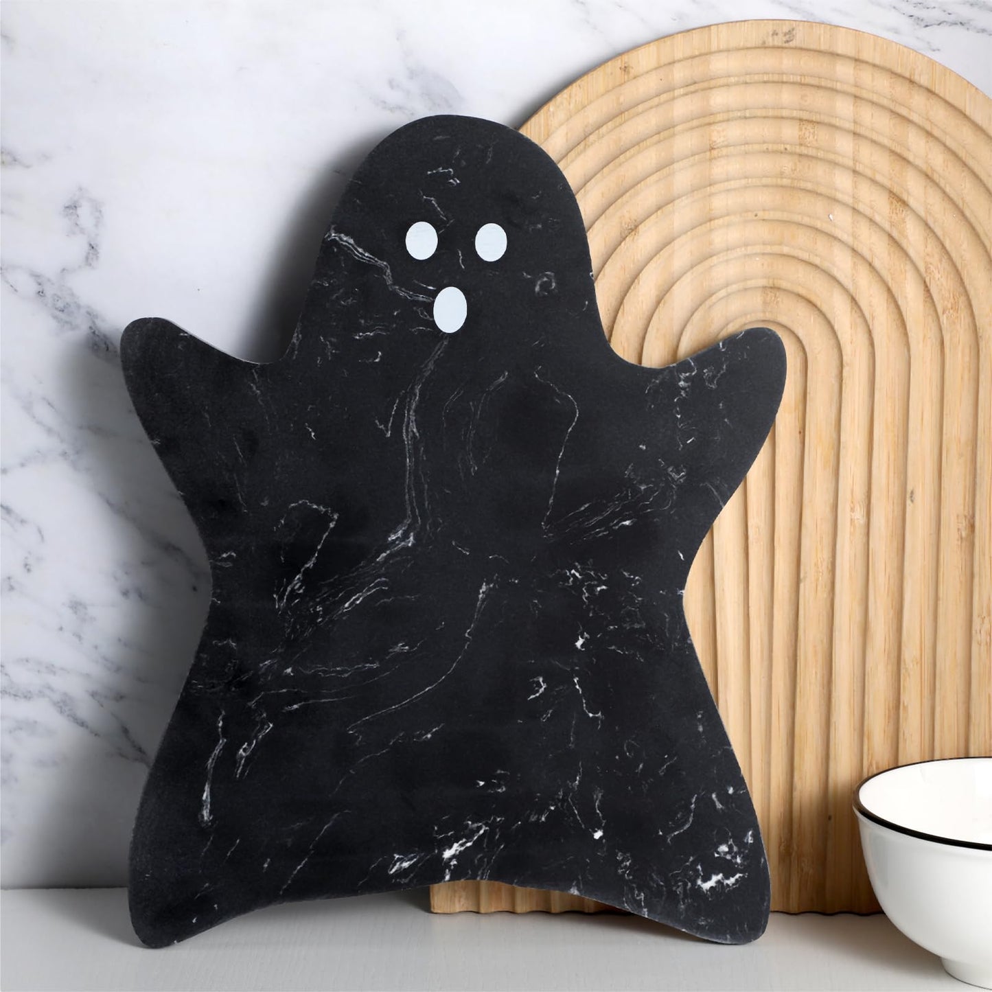 Reallnaive Black Ghost Marble Cheese Board Charcuterie Cutting Tray Marble Serving Decorative for Decoration Charcuterie Kitchen