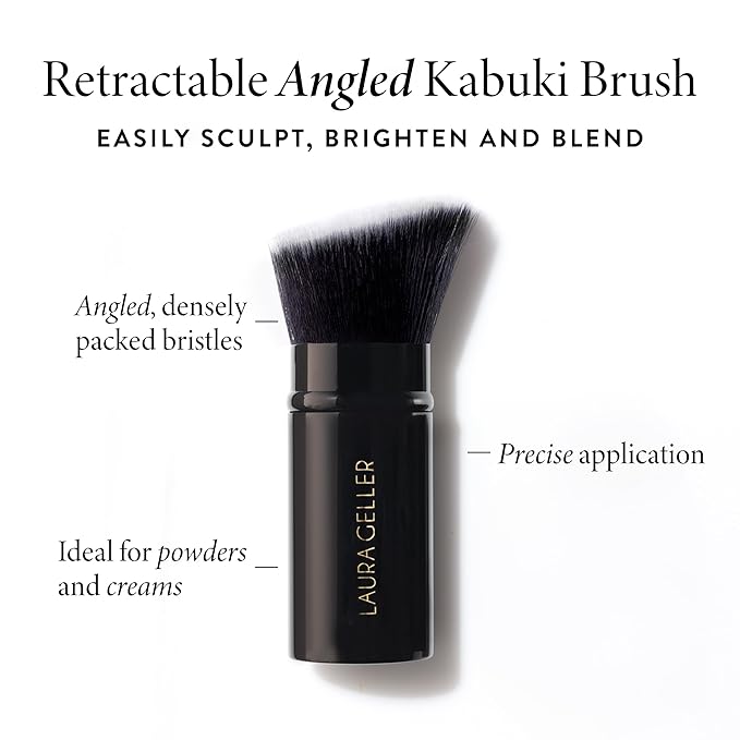 LAURA GELLER NEW YORK Baked Blush-n-Bronze 2-in-1 Bronzer Blush, Rose Bronze - Retractable Angled Kabuki Brush