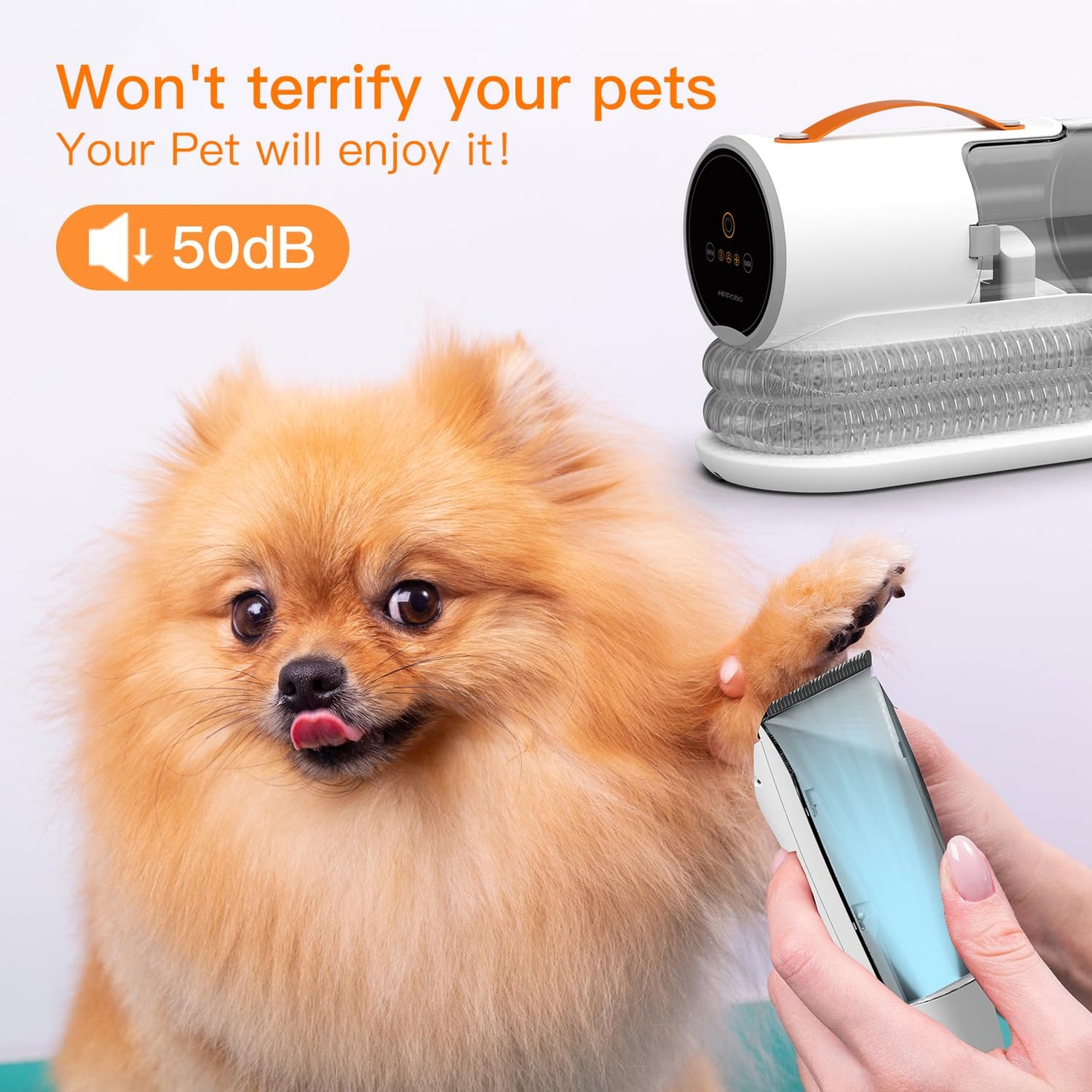 AIRROBO Dog Grooming Vacuum Kit,12000Pa Strong Pet Vacuum for Shedding,Grooming Hai,Quiet,PG100,2L Large Capacity