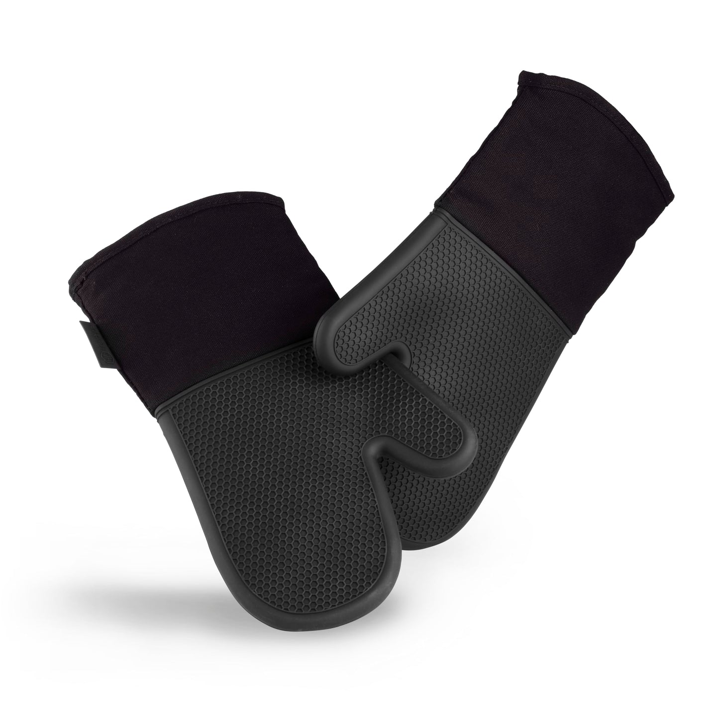 HexClad Silicone Oven Mitt Set, 2-Pack, Heat Resistant to 500ºF, Black