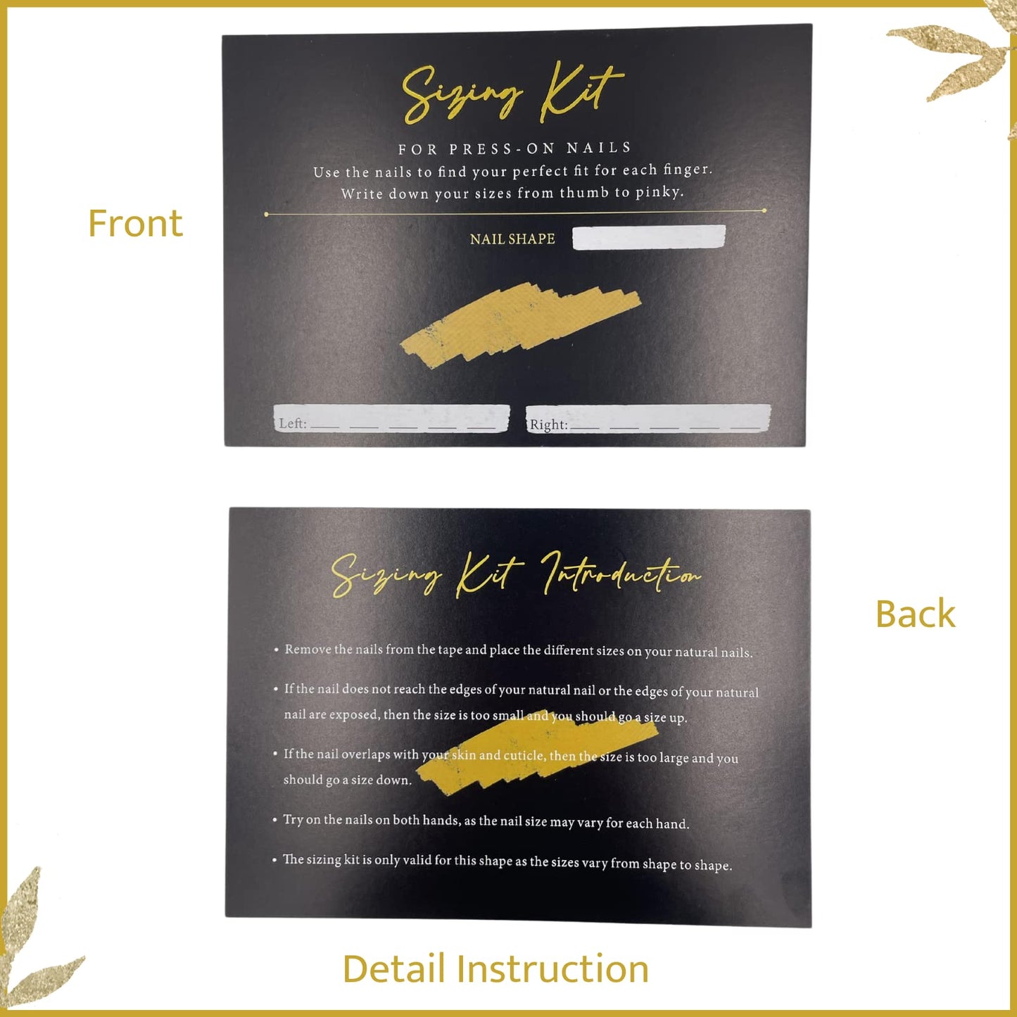 Press On Nails Sizing + Display Storage Card Bundle