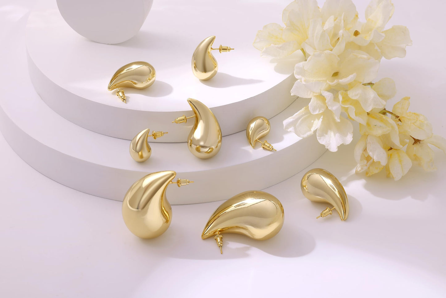 Gacimy 14K Gold Plated Teardrop Earrings Dupes for Women, Chunky Drop Earrings for Women with 925 Sterling Silver Post, 1 Inches