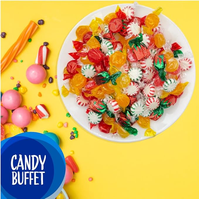 Hard Candy Assortment | 3 Pound Bag | Starlight Mints, Strawberry Drops, Butterscotch, Cinnamon Discs - Hostess Mix (Pack of 2)
