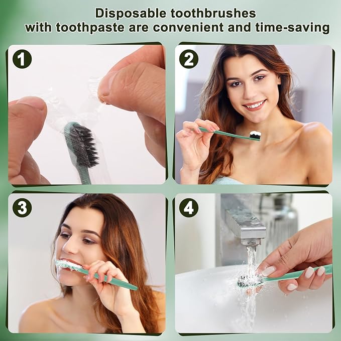 HOFASON Disposable Toothbrushes with Toothpaste 20 Pack, Travel Bulk Toothpaste and Toothbrush Set, Travel Size Tooth Brush Paste, Individually Wrapped Toiletries for Homeless, Nursing Home, Hotel