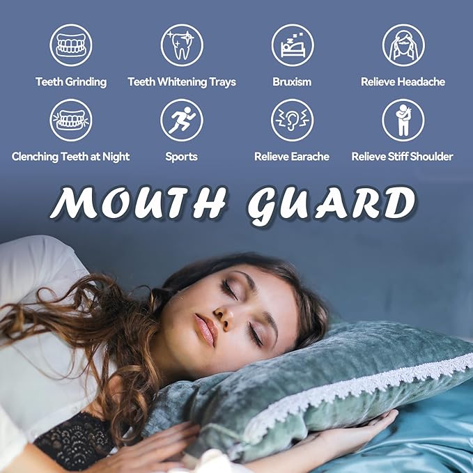 Women Mouth Guard for Teeth Grinding, Pack of 8 Moldable Mouth Guards for Clenching Teeth, Comfortable Night Guard for Teenagers Sport Athletic, Whitening Tray