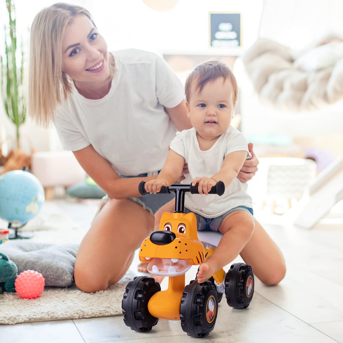 Wdmiya Baby Balance Bike for 1 Year Old Boys Girls, Riding Toys for Toddlers, No Pedal Bicycle, 12-36 Months Kids First Bike, Best Gift for Birthday, Christmas, Halloween (Tiger)
