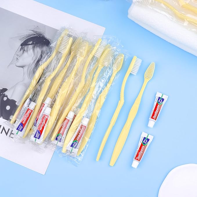 Disposable Toothbrush with Toothpaste Set, Individually Wrapped Soft Bristles Travel Size Manual Toothbrushes Kit in Bulk for Hotel/Travel/ Business/Donation/Homeless/Charity/Camping (1000 Pack)