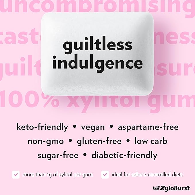 XyloBurst Gum | Xylitol Chewing Gum | Sugar Free, Gluten Free, Keto Friendly | Aspartame Free Gum For Oral Health | Bubble | 500-Count Bag
