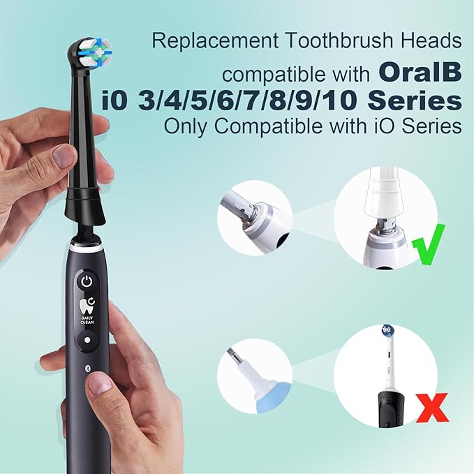 6PCS iO Replacement Heads Compatible with Oral B iO Electric Toothbrush,Compatible with Oral B iO Series 2/3/4/5/6/7/8/9/10,Premium Bristles for Deep Cleaning&Gentle Care,Black