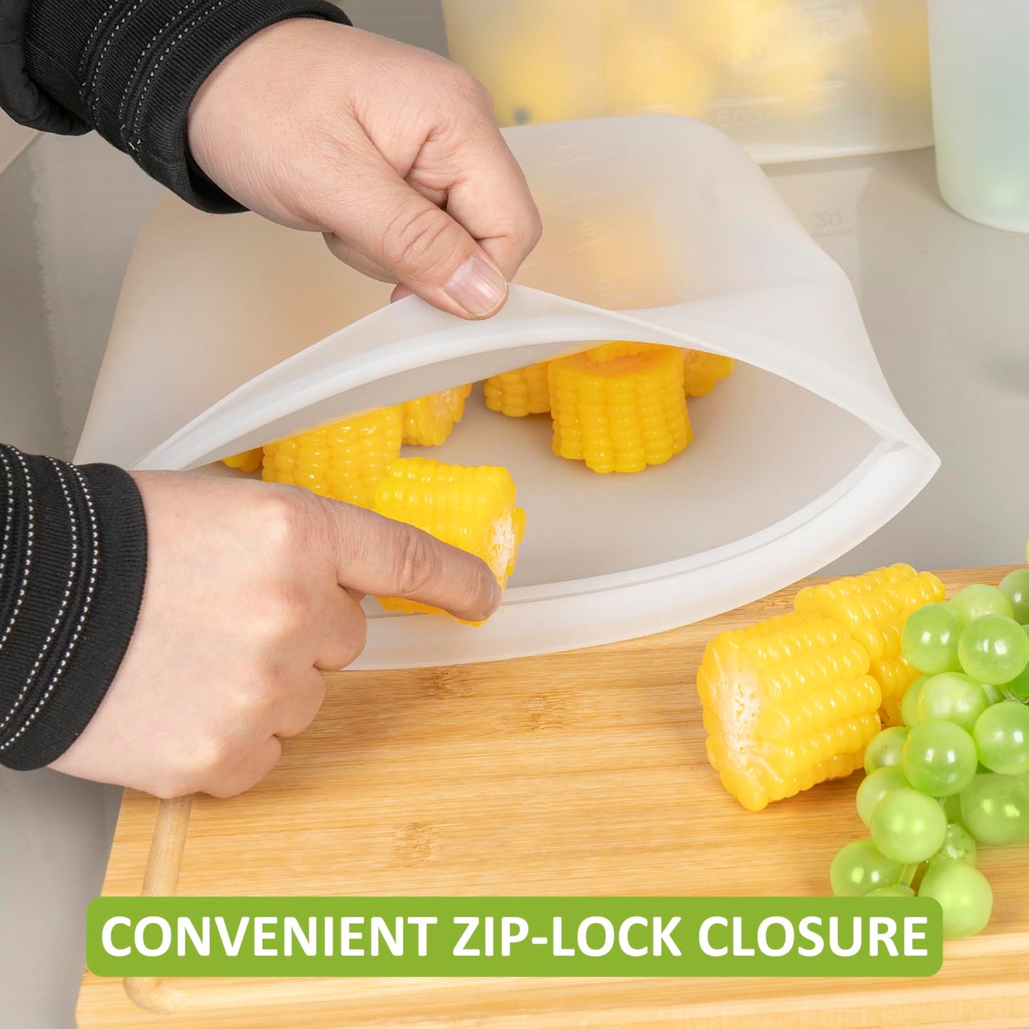 Reusable Storage Bag, 12 Pack 100% Silicone Food Storage Bags Stand Up Silicone Zip Lock Bags for Food Container, Freezer Microwave Oven Dishwasher Safe, 4 Medium 4 Small 4 Extra Small, Translucent