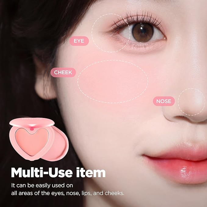 lilybyred Luv Beam Cheek Balm | Heart-Shaped Korean Cream Blush, Semi-Matte Finish, Long-Lasting, Blendable & Buildable, Soft Creamy Texture, Lightweight, Natural Flush, 0.12 oz. (07 Ruddy Pink)