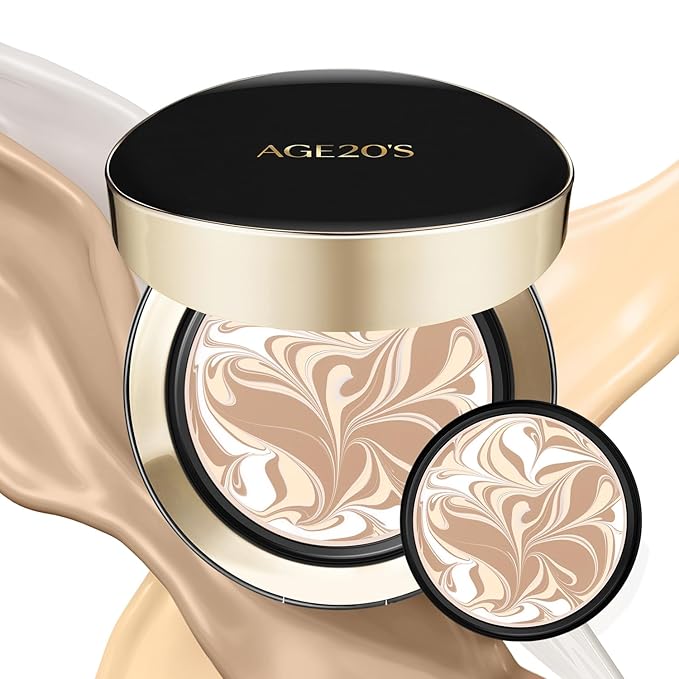 AGE20'S Signature Essence Pact SPF 50+ | Pack of 2 | 21N VANILLA | Cream Foundation, Dewy Finish, Natural Coverage | Korean Cushion Foundation