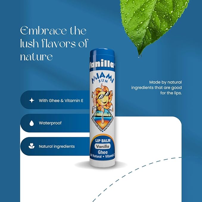 Miami Sun Natural Ghee Lip Balm, Hydrating Lip Treatment with Shea Butter & Beeswax, Organic & Non-Toxic, Best for Dry, Chapped Lips - Moisturizing, Healing, Chemical-Free Care (Gift of 40, Variety)