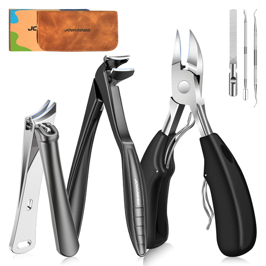 Upgrade Long Handled Toenail Clippers for Thick Toenails for Seniors, Angled Head Large Toe Nail Clippers Set for Men with Lock, Heavy Duty Ingrown Toenail Clippers Slanted Nail Cutter Wide Jaw