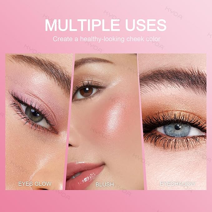 KYDA Orange Shimmer Blush, Gradient Warm Apricot Orange Color, Micro-fine Pearl Powder Blush, Soft Buildable Cheek Color, Lightweight Smooth, Multiuse Blusher Makeup Compact