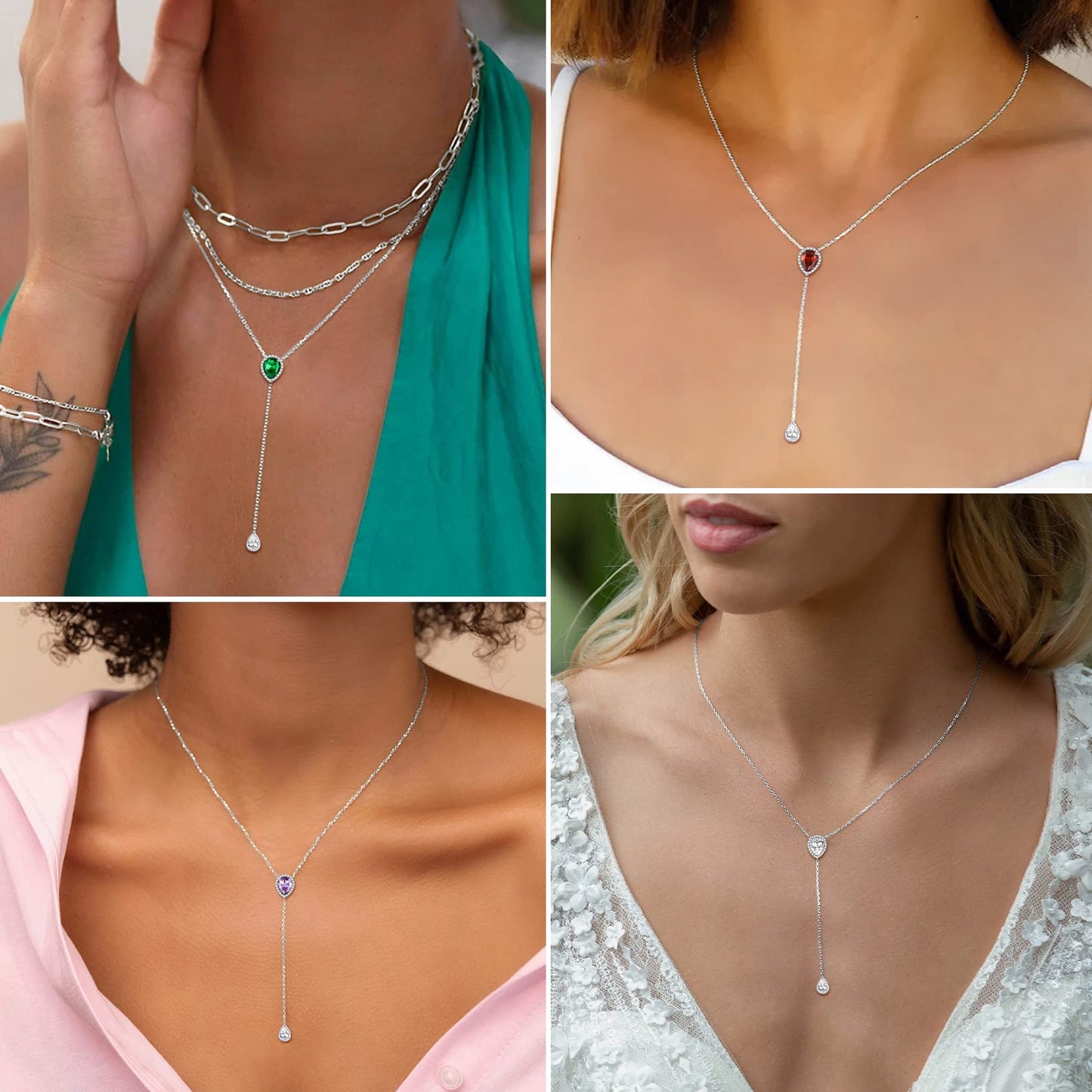 FOCALOOK November Birthstone Pendant Necklace for Women 925 Sterling Silver Birthday Long Necklaces