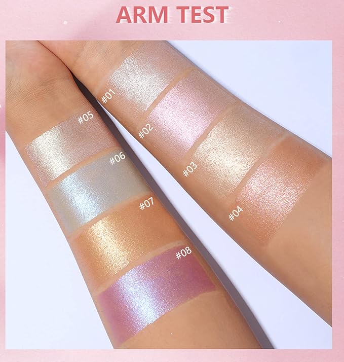 MAEPEOR Face Highlighter Palette 8 Colors Shimmer Glitter Pearl Highlighter Powder Sparkly Diamond Highlighting Palette for Face Cheek (02 Gilt Purple)