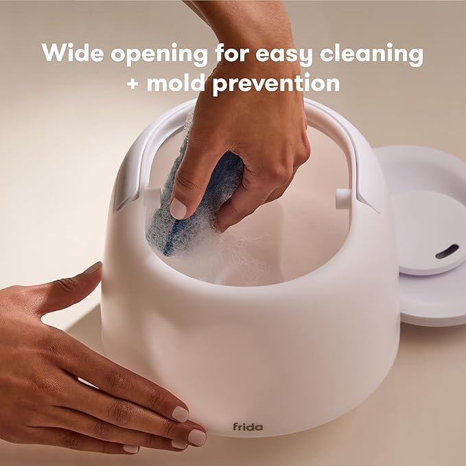 Frida Baby 3-in-1 Cool Mist Humidifier for Large Rooms, Top Fill Humidifier for Bedroom, Allergy Relief, 60 Hour Runtime + Nightlight, Auto Shut-Off, Quiet, Carry Handle, Essential Oil Diffuser