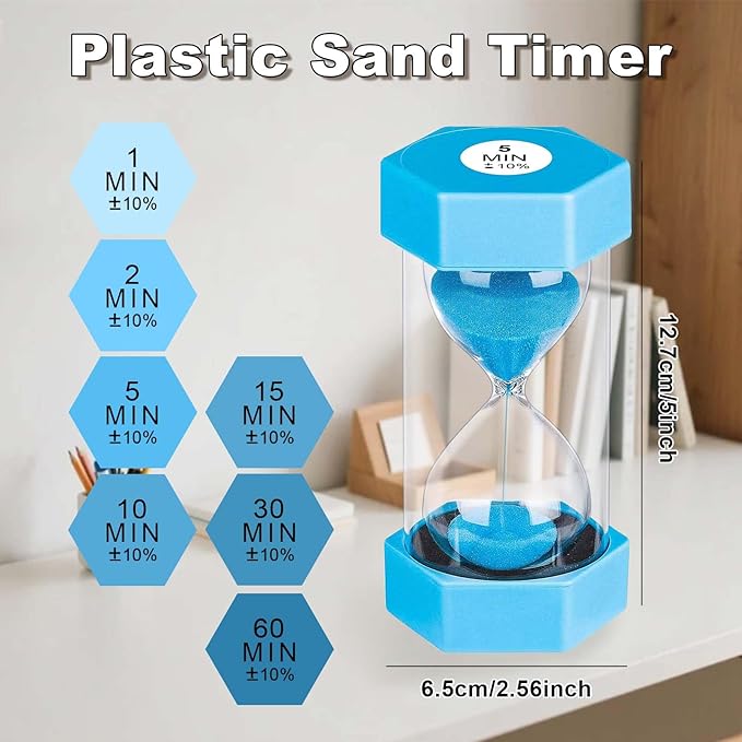 Hourglass Sand Timer 15 Minute, Unbreakabl Sand Clock 15 Min, Reloj De Arena 15 Minutos, Colorful Hour Glass Sandglass for Classroom Game Kitchen (Blue)