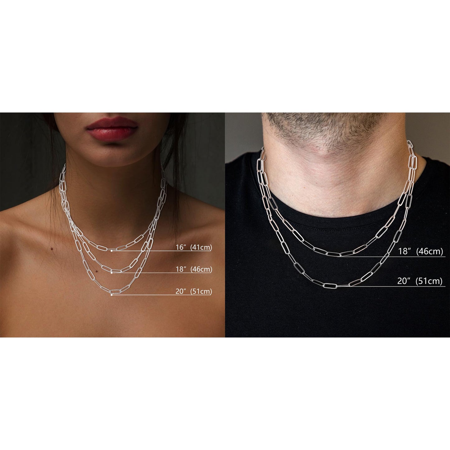 MBW Silver Chain Necklace, Simple 925 Sterling Silver Paperclip Necklaces for Men Trendy 20in Long Minimalist Chunky Thick Waterproof Fashion Link Necklace Jewelry Gifts for Women