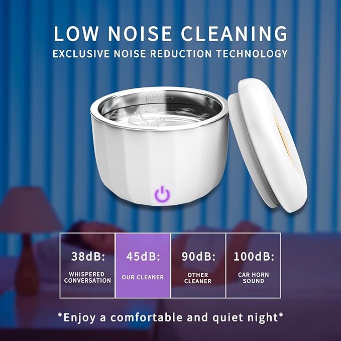 Portable Ultrasonic Retainer Cleaner,Cleans with just water,42kHz Mini Cleaning Machine for all Dental Appliances,Jewelry,Diamonds,Aligner,Whitening Trays,Night Dental Mouth Guard((2025Upgraded))