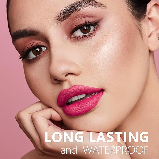 Berry Pink Red Lipstick 3Pc Long Lasting Lipsticks for Women Pigmented Smudgeproof Transferproof Vegan Cruelty Free Lip Color, A66/44/12