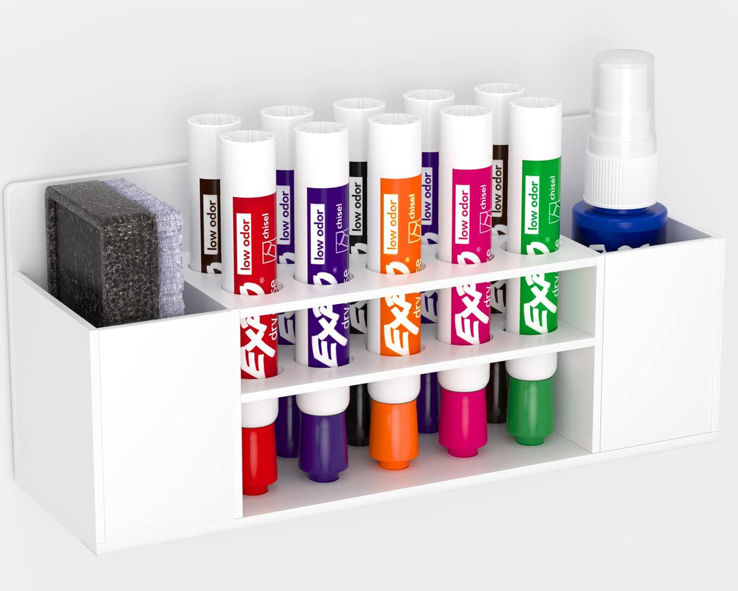 HBlife Acrylic Magnetic Dry Erase Marker Holder for Whiteboard, Wall Mount 10 Slots Magnet Pen Pencil Holder for Fridge Refrigerator, Locker Organizer Accessories for School Classroom Office, White