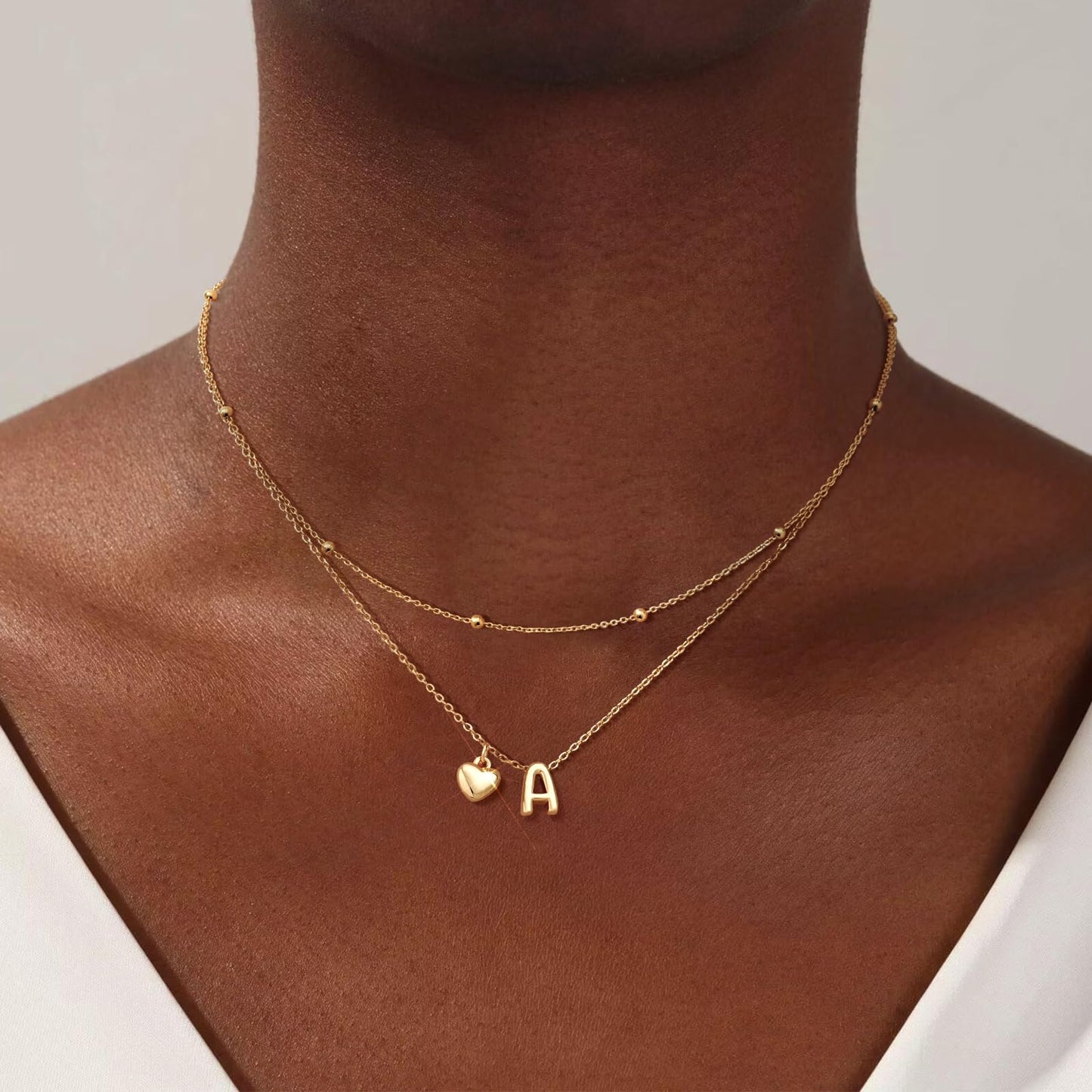 adoyi Gold Heart Initial Necklaces for Women Hers Dainty 14K Gold Plated Heart Initial Necklaces Layered Letter Q Pendant Necklace Stack Birthday Valentines Gifts for Women Jewelry