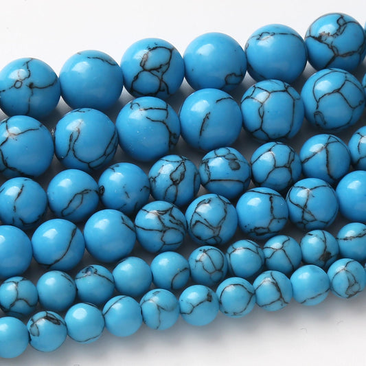 90PCS 4MM Blue Turquoises Round Loose Beads Natural Gemstone Beads for Jewelry Making DIY Bracelet Necklace 15"